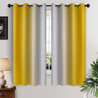 Yakamok Yellow Ombre Curtains 63 Inches Long, Light Blocking Gradient Color Curtain Panels, Room Darkening Grommet Window Drapes for Bedroom(52x63 Inch, 2 Panels)