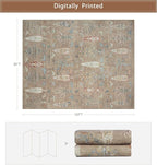 Washable Rugs 8x10 Area Rugs for Living Room,Bedroom,Dining Room-Large Ultra Soft Faux Wool Retro Carpet,Non Slip&Non-Shedding Low Pile Vintage Print Rug for Home Office Dorm Playroom-Terracotta