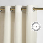NICETOWN Bone White Linen Sheer Bedroom Curtains, Grommet Thick Flax Semi Sheer Window Treatments Privacy Assured with Light Filtering for Living Room, W55 x L96, 2 Panels