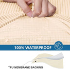 hyha Waterproof Couch Cushion Covers for Pets, Non Slip Sofa Seat Cover for Dogs Washable, Soft Thick Stretch Jacquard Fabric, Sofa Slipcovers with Elastic Bottom (1 Piece for Backrest L, Beige)