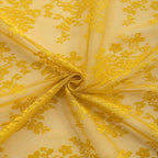 YJ YANJUN Vintage Lace Curtains 63 Inch Length-Victorian Floral Pattern Mustard Yellow Sheer Curtain Panels for Living Room Bedroom,Light Filtering, Summer Drapes 2 Panels 52W x 63L