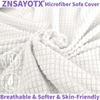 ZNSAYOTX Stretch Oversized Couch Cover Universal Sofa Covers for Living Room Dogs Pet Furniture Protector Spandex Extra Large Sofa Slipcovers with Anti Slip Foam Sticks (White, XL Sofa)