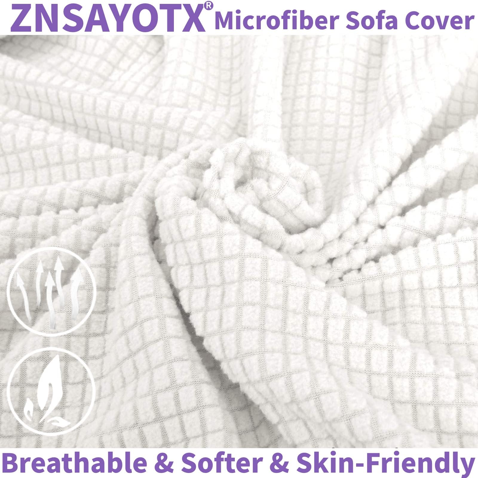 ZNSAYOTX Stretch Oversized Couch Cover Universal Sofa Covers for Living Room Dogs Pet Furniture Protector Spandex Extra Large Sofa Slipcovers with Anti Slip Foam Sticks (White, XL Sofa)