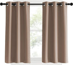 NICETOWN Blackout Small Curtains for Bedroom, W34 x L40, Set of 2, Cappuccino, Triple Weave Grommet Top Thermal Insulated Light Blocking Panels for Bathroom/Kitchen