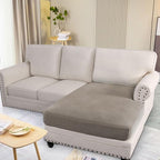 H.VERSAILTEX Super Stretch Individual Chaise Cover Sectional Couch Covers for L Shaped Sofa Both Left/Right Featuring Thick Jacquard Textured Twill Fabric (1 Piece Chaise Cover, Taupe)