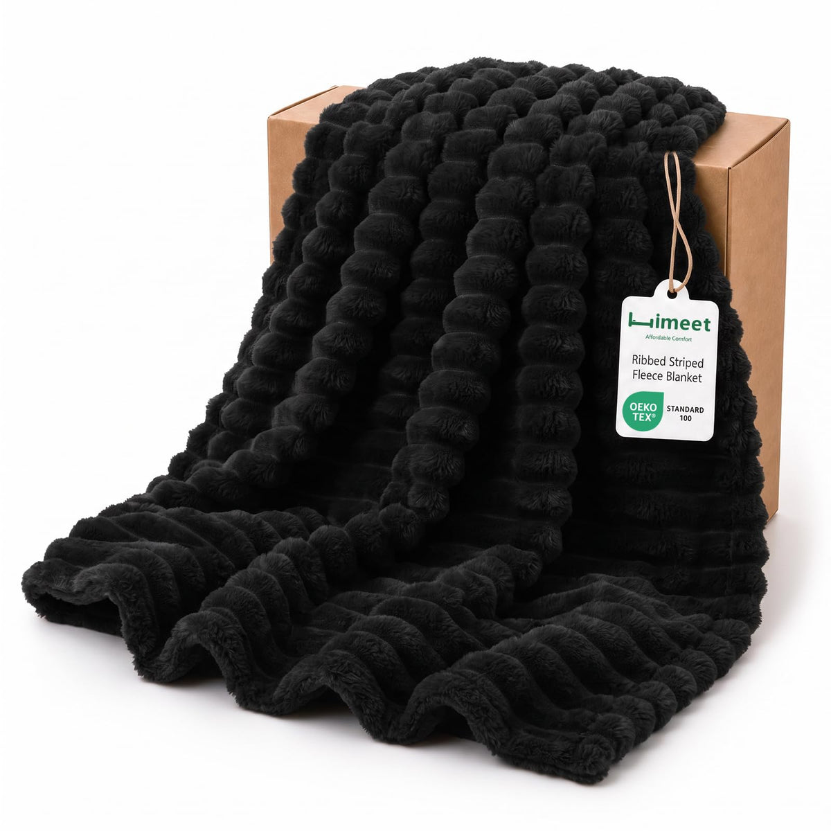 HIMEET Red Throw Blanket for Couch, 300GSM Ribbed Fleece, 50 x 60 Inches