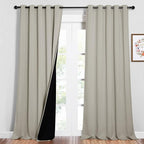 NICETOWN Full Shading Curtains for Windows, Super Heavy-Duty Black Lined Blackout Curtains for Bedroom, Privacy Assured Window Treatment (Natural, Pack of 2, 62 inches W x 95 inches L)