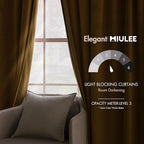 MIULEE Velvet Curtains 90 inches - Luxury Blackout Curtains for Bedroom Living Room Thermal Insulated Super Soft Window Drapes Rod Pocket & Back Tab, Golden, W52 x L90 inches, 2 Panels