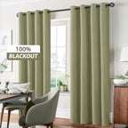 Yakamok Sage Linen Textured Curtains 63 Inches Long for Living Room