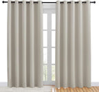 NICETOWN Blackout Draperies Curtains for Kids Room, Window Treatment Thermal Insulated Solid Grommet Blackout Drape Panels for Bedroom (Natural, Set of 2, 70 by 84 inches)