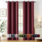 MIULEE Burgundy Red Blackout Curtains for Bedroom Living Room 90 Inches Long 2 Panels, Thermal Insulated Room Darkening Drapes Solid Grommet Top Noise Reduction Christmas Window Treatments 40x90 Inch