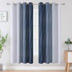 Navy Blue and Greyish White Blackout Curtains for Living Room 72 Inch Long