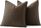 MIULEE Decorative Linen Euro Sham Pillow Covers 26x26 Dark Coffee Chocolate Boho Farmhouse Neutral Winter Couch Throw Pillows for Bed Pack of 2 Accent Modern Pillowcase Sofa Livingroom Home Decor