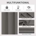 Joydeco Blackout Curtains 90 Inches Long 2 Panels Set, Thermal Insulated Long Curtains& Drapes 2 Burg, Room Darkening Drapes for Bedroom Living Roomw (Light Grey, W37 x L90 Inch)