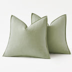 MIULEE Decorative Linen Euro Sham Pillow Covers 24x24 Light Green