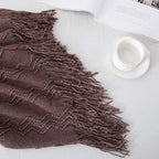 BOURINA Brown Throw Blanket 60x80 Inches Throw Textured Solid Soft Sofa Throw Couch Knitted Decorative Blanket