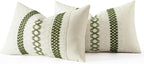 MIULEE Set of 2 Moss Green Boho Decorative Lumbar Pillow Covers 12x20 Inch Farmhouse Rustic Couch Throw Pillows Modern Summer Cushion Covers Retro Cute Macrame Woven Spring Decor for Bed Sofa Chair