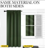 NICETOWN Dark Green Blackout Cafe Satin Curtains for Small Windows, 42" Wide by 36" Long, 2 Panels, Rod Pocket Noise Reducing Faux Silk Blackout Drapes for Cupboard