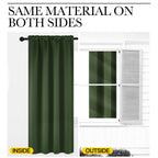 NICETOWN Dark Green Blackout Cafe Satin Curtains for Small Windows, 42" Wide by 63" Long, 2 Panels, Rod Pocket Noise Reducing Faux Silk Blackout Drapes for Dining Room