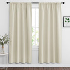 RYB HOME Curtains for Bedroom Living Room 72 inches Long, Thermal Insulated Privacy Rod Pocket Drapes for Nursery Office Home Theater, Width 42 by Length 72, Beige, 2 Panels