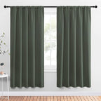 NICETOWN Bedroom Curtains Blackout Draperies - All Season Thermal Insulated Solid Rod Pocket Top Blackout Curtains/Drapes for Kid's Room (Dark Mallard, 1 Pair, 52 x 72 Inch)