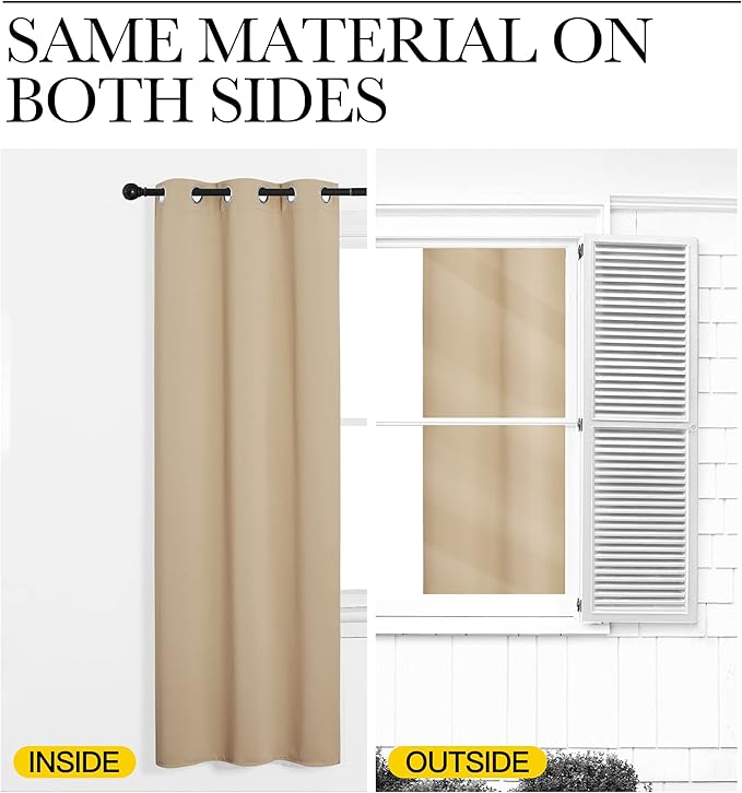 NICETOWN Room Darkening Curtain Panels for Cafe, Thermal Insulated Grommet Room Darkening Draperies/Drapes for Window (Biscotti Beige, 2 Panels, W34 x L48 -inch)