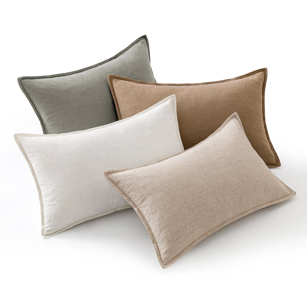 MIULEE Neutral Boho Linen Decorative Pillow Covers 12x20 Inch Pack of 4