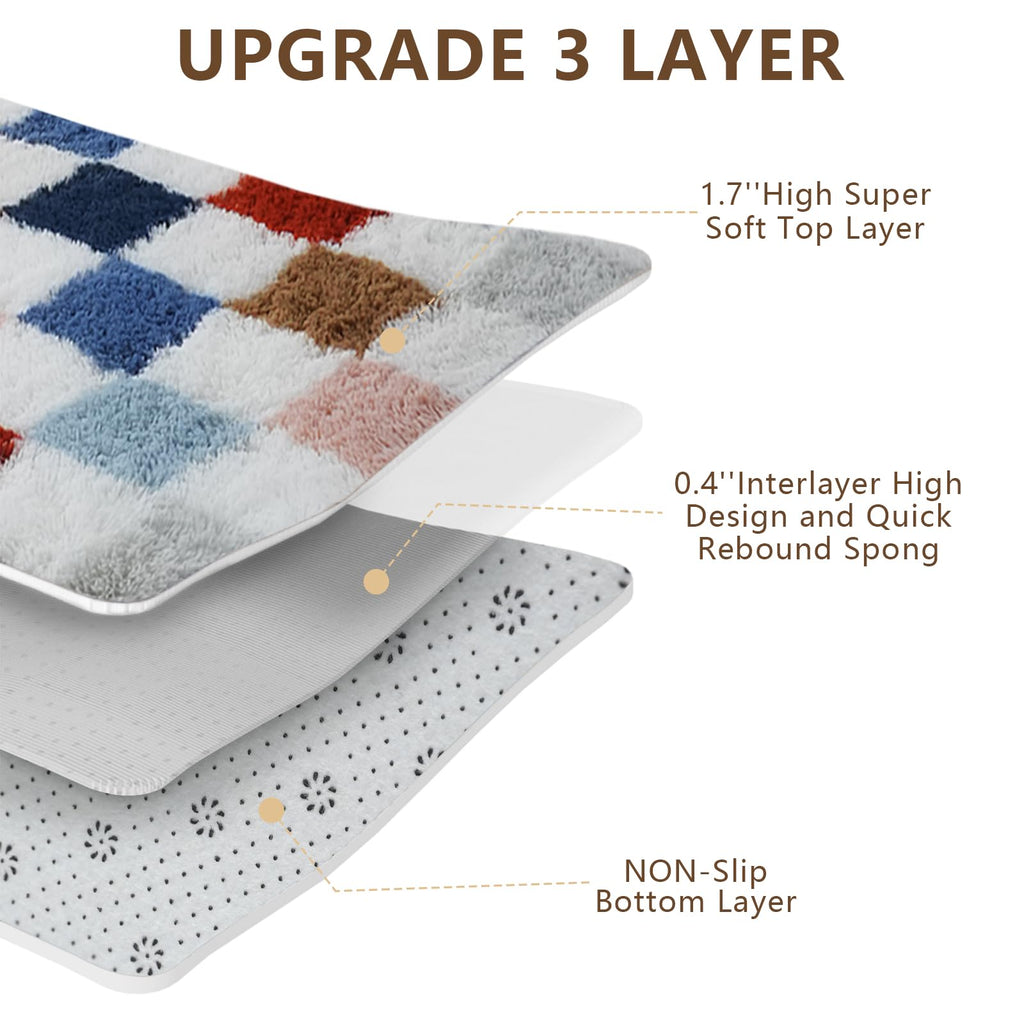Shag Area Rug for Bedroom Living Room,6x9 Fluffy Soft Colorful Checkered Rug Fuzzy Shaggy Bedroom Carpet,Indoor Plush Floor Rugs for Teen Dorm Home Decor