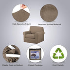 H.VERSAILTEX 2 Piece Couch Cover Stretch Stylish Chair Cover Furniture Protector Featuring Jacquard Textured Twill Fabric High Spandex Slipcover (Chair, Macchiato)
