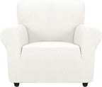 ZNSAYOTX Super Stretch Chair Slipcover Universal Sofa Chair Covers for Living Room Dogs Pet Furniture Protector Spandex Armchair Slipcovers with Anti Slip Foam Sticks (White, Chair)