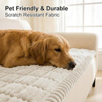 Smiry Couch Cover for Dogs Washable, Non Slip Fuzzy Pet Couch Covers for 3 Cushion Sofa Pet Friendly, Thick Soft Sofa Slipcovers Cushion Protector (White, 27.6" x 47")