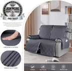 TAOCOCO 100% Waterproof Oversized Loveseat Recliner Cover, Non Slip Split Recliner Couch Covers for 2 Cushion Couch with Elastic Straps for Pets Kids(Oversized 2 Seater, Dark Grey)