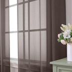 Aiyufeng Chocolate Brown Sheer Curtains 84 Inches Long 2 Panels, Solid Voile Rod Pockets Stylish Breathable Drapes Window Treatment for Kid's Room/Bedroom/Living Room, 40W x 84L, Chocolate Brown