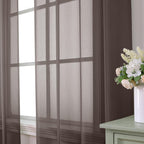 Aiyufeng Chocolate Brown Sheer Curtains 84 Inches Long 2 Panels, Solid Voile Rod Pockets Stylish Breathable Drapes Window Treatment for Kid's Room/Bedroom/Living Room, 40W x 84L, Chocolate Brown
