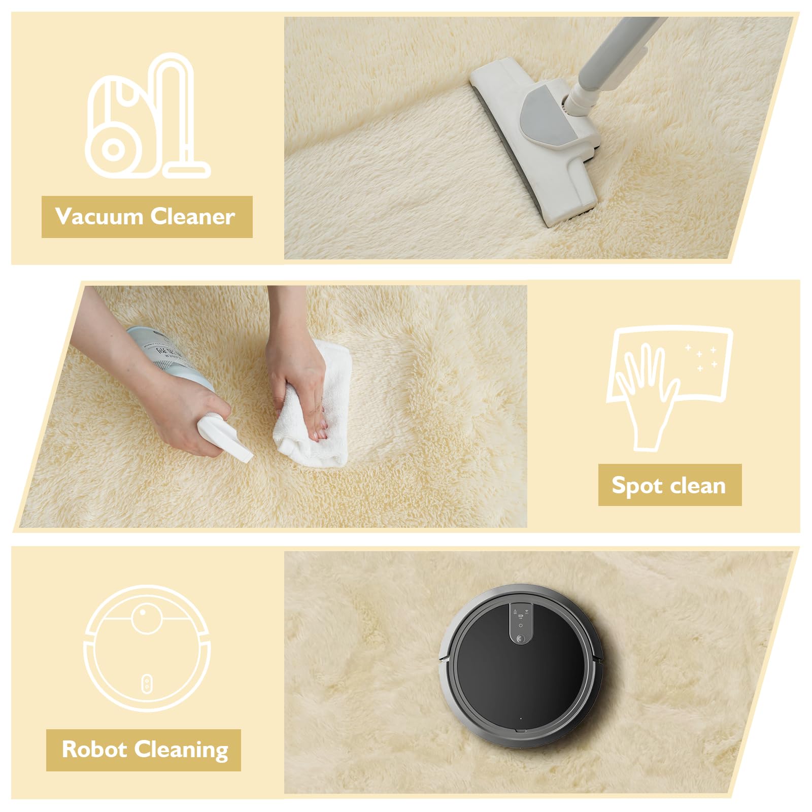 yulidayang 5x8 Shag Area Rug for Bedroom,Ivory Fluffy Rugs for Living Room