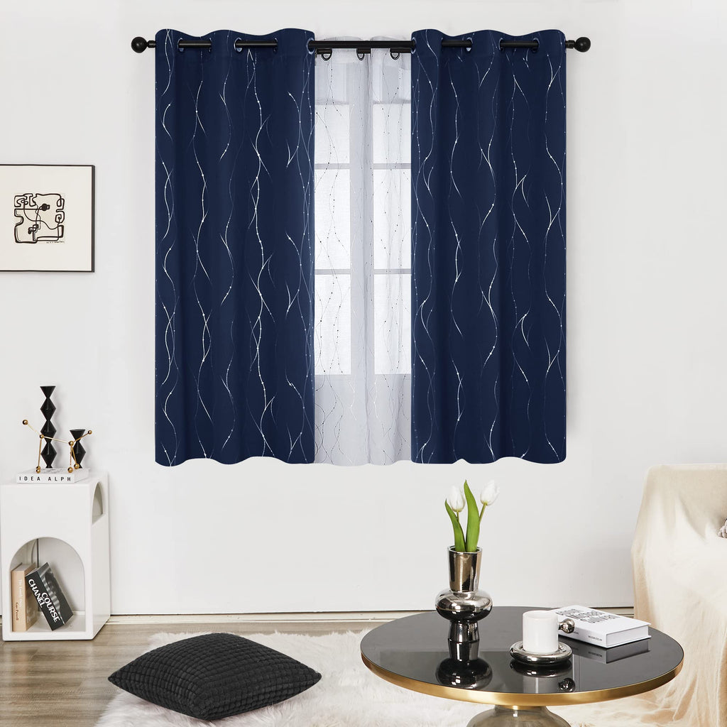 Deconovo Living Room Curtains 45 Inches Long, Blackout Curtains for Bedroom