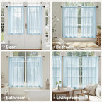 MIULEE Sky Blue Sheer Curtains 63 Inches Long, 4 Panels Set, Light Filtering Rod Pocket Voile Drapes for Living Room and Bedroom, Airy Soft Fabric Window Treatments, 42 x 63 Inches