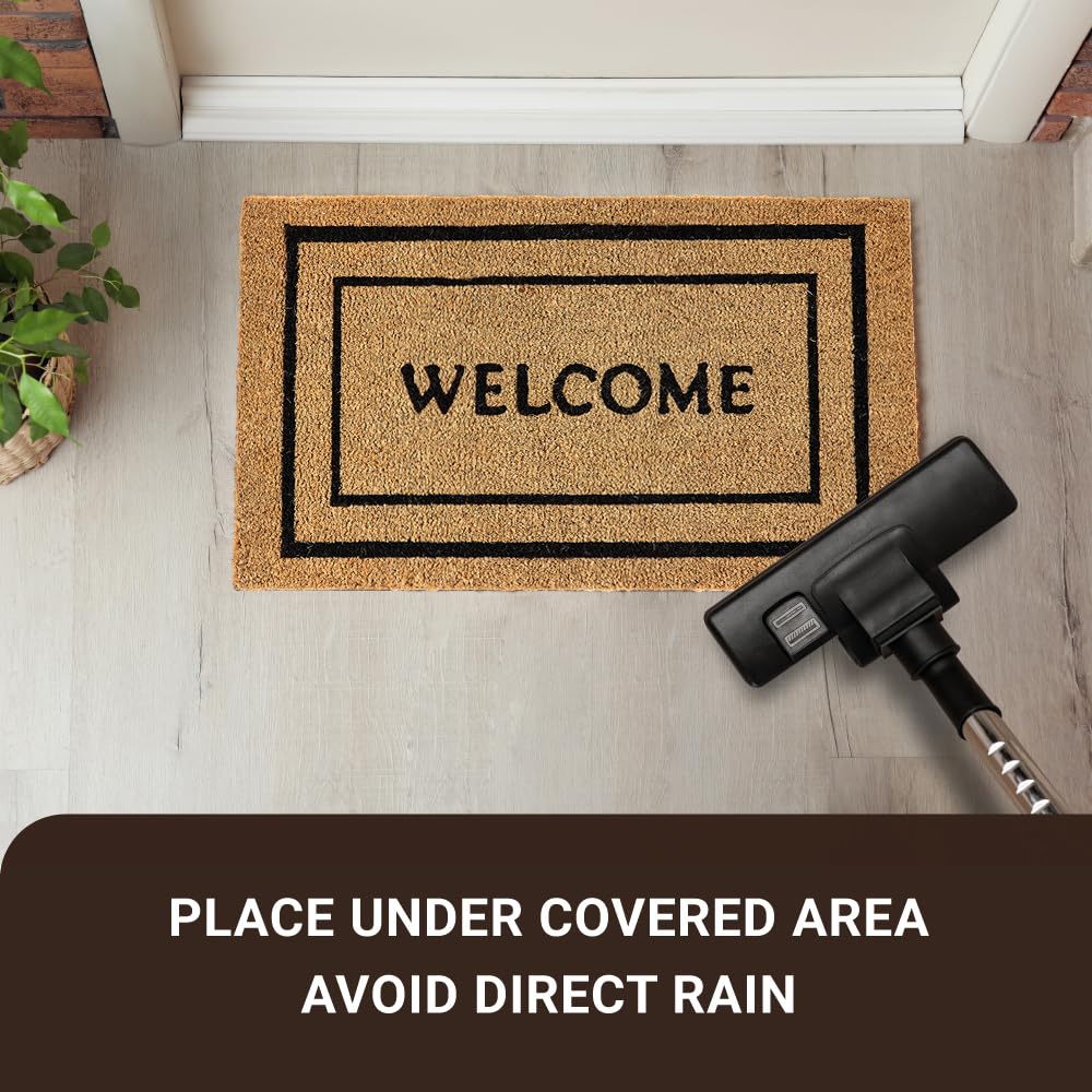 KANKUN Coco Coir Door Mat with Heavy Duty Backing, Welcome Doormat (17" x 30"), Doormat Entrance (Double Box)