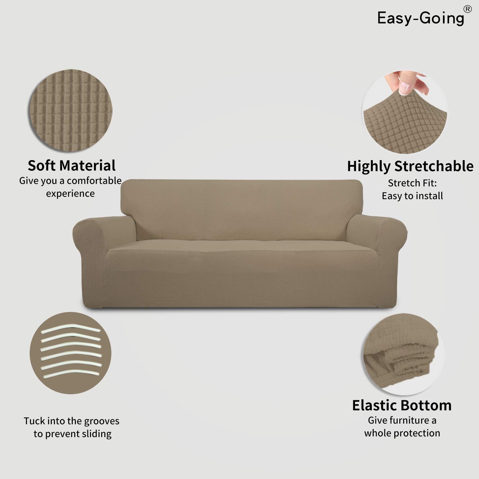 Easy-Going Stretch Oversized Sofa Couch Slipcover Washable Natural