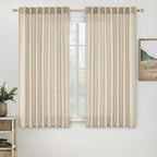 MIULEE Linen Curtains 63 Inch Length 2 Panels for Bedroom Living Room, Soft Thick Linen Textured Back Tab Kitchen Window Drapes Semi Sheer Light Filtering Rod Pocket Modern Farmhouse Decor