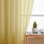 Simplebrand Yellow Valances 14 Inches Long for Living Room Pocket 2 Panel Light Filtering Sheer Translucent Valence Toppers for Short Window Kitchen Bathroom Bedroom 42x14 Inch Length