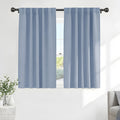 PONY DANCE Short Blackout Curtains Set - Nursery Short Curtain Panels Thermal Insulated Window Treatments Back Tab/Rod Pocket Light Blocking for Bedroom, 42 Wide 45 Long, Pigeon Blue, 2 Panels