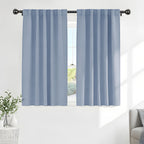 PONY DANCE Short Blackout Curtains Set - Nursery Short Curtain Panels Thermal Insulated Window Treatments Back Tab/Rod Pocket Light Blocking for Bedroom, 42 Wide 45 Long, Pigeon Blue, 2 Panels