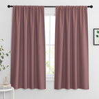 RYB HOME Blackout Curtains for Bedroom Living Room 63 inches Long, Thermal Insulated Privacy Rod Pocket Drapes for Nursery Office Home Theater, Width 34 by Length 63, Dusty Rose, 2 Panels