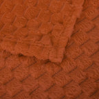 Puncuntex Burnt Orange Throw Blanket 50"×60" inches Fuzzy 3D Jacquard Decorative Flannel Fleece Super Soft Plush Cozy Blanket for Couch Sofa Chair Lightweight