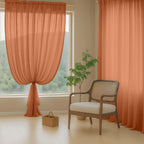 Ebesto Orange Sheer Curtains for Window 96 Inches Long 2 Panels Set, Soft Airy Light Filtering Voile Sheer Curtains for Living Room Bedroom, Dual Rod Pocket Elegant Window Drapes, 2x42Wx96L Inches