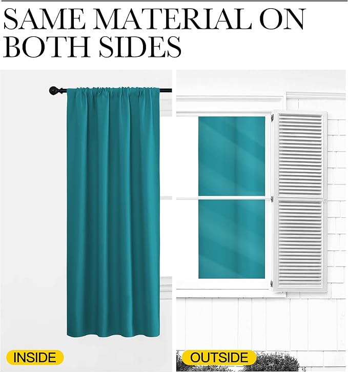 NICETOWN 2 Panels Blackout Curtains, Rod Pocket Thermal Insulated Drapess for Bedroom, Privacy Protection Easy-Care Heavy Duty Curtains for Living Room/Dining Room, W70 x L95 inches, Peacock Blue