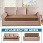 H.VERSAILTEX Velvet Stretch Individual Couch Cushion Cover Plush Cushion Slipcover for Loveseat Sofa Cushion Furniture Protector Seat Cushion Sofa Cover (1 Piece Sofa Cushion Cover, Camel)