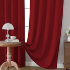 CUCRAF Red Blackout Curtains 63 inch Length 2 Panels Set, Rod Pocket Room Darkening Drapes for Bedroom Living Room, Insulated Thermal Light Blocking Window Curtain (W52 x L63 Inch)