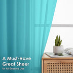 OVZME Turquoise Sheer Curtains 54 Inches Long 2 Panels - Soft Light Filtering Window Sheer Panels for Living Room/Bedroom, Top Dual Rod Pocket, 1 Pair, Each 42Wx54L Inches